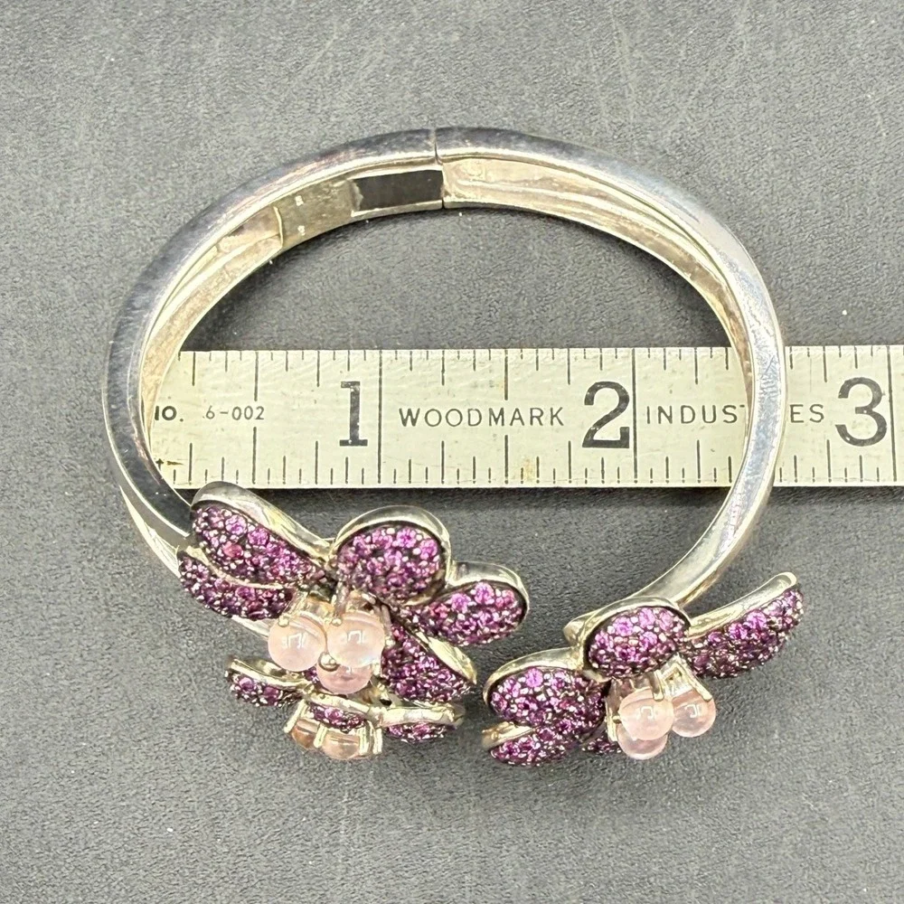 Moonstone Flower‎ Purple Sterling Silver Set Pendant Earrings Bracelet Garnet